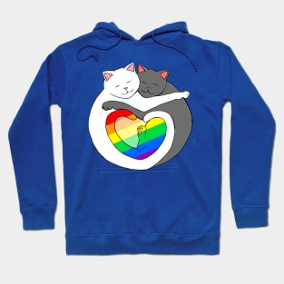 Rainbow Heart Pride Cats cute kittens LGBTQIA Hoodie